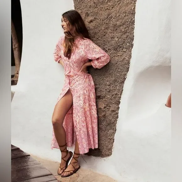knee length dresses for ladies Zara Bright Pink Tier Dress – The Mama Project main image 0